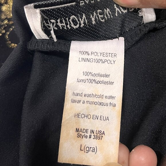 Chic 1990s Vintage Black & Gold Floral Asymmetrical Midi Dress - Picture 4 of 4